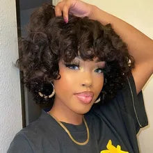 Brazilian Curly Wig with Bangs